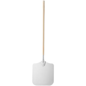Hendi Vierkante pizzaschep - lange houten handgreep - hittebestendig aluminium - 355x1320 mm