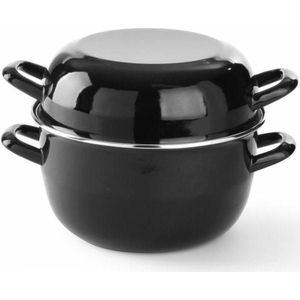 Mosselpan geemailleerd met deksel 2,3 liter