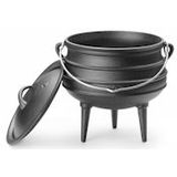 Hendi Gietijzeren pan - traditioneel ontwerp - 6 liter - zwart - met deksel en greep