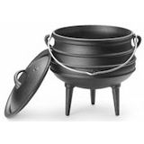 Hendi Gietijzeren pan - traditioneel ontwerp - 6 liter - zwart - met deksel en greep