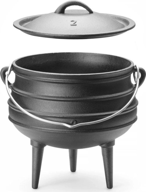 Hendi Gietijzeren pan - traditioneel ontwerp - 6 liter - zwart - met deksel en greep