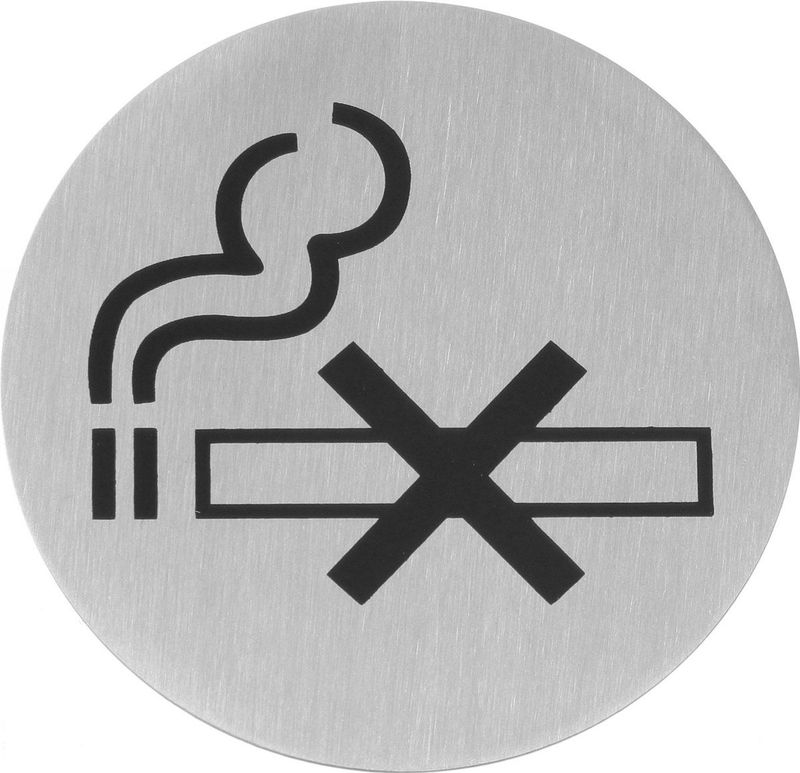HENDI Deurschildje - Niet Roken - Zelfklevend - Roestvast Staal - Ø75 mm