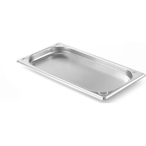 HENDI Gastronorm container, temperatuurbestendig van -40° tot 300°C, geschikt voor ovens, bain marie en vriezers, chafing dishes, versterkte hoeken, 0.6L, GN 1/3, 325x176x(H)20mm, roestvast staal