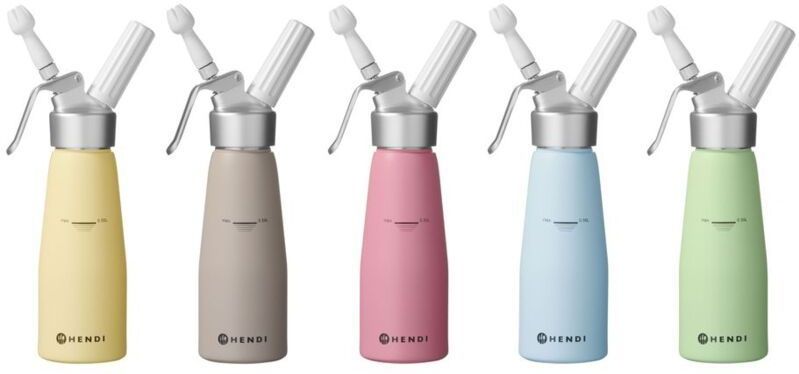 Hendi Slagroomapparaat - 0,5L - Pastelgroen - Inclusief 3 mondstukken en borstel - Aluminium