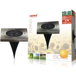 Ranex Solar Grondspot 2 LED Vierkant | 1 stuks - RA-5000406 - RA-5000406
