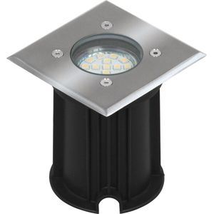 <p>Geniet van mooi, sfeervol en stijlvol licht met de stijlvolle LED-grondspotlight 5000.459 van Smartwares. Deze spotlight is perfect voor in je tuin en zorgt voor een aangename lichtsfeer. De grondspotlight is gemaakt van roestvrij staal, kunststof en glas en kan een gewicht van maximaal 800 kg weerstaan.</p>
<p>De spotlight wordt geleverd met een energiebesparende (GU10) LED-lamp met een lichtstroom van 230 lm en een warme witte lichtkleur. Dit mooie en praktische product is eenvoudig te monteren.</p>
<p>Specificaties:</p>
<ul>
  <li>Kleur: zwart</li>
  <li>Materiaal: roestvrij staal, kunststof en glas</li>
  <li>Afmetingen: 10,2 x 10,2 x 12 cm (L x B x H)</li>
  <li>Voeding: 220 - 240 V~, 50 Hz</li>
  <li>Met vervangbare LED-lamp (meegeleverd)</li>
  <li>Kleur licht: warmwit</li>
  <li>Vermogen: 3 W</li>
  <li>Maximaal vermogen: 35 W</li>
  <li>Lichtstroom: 230 lm</li>
  <li>Kleurtemperatuur: 3.000 K</li>
  <li>Stralingshoek: 110 °</li>
  <li>Fitting: GU10</li>
  <li>Energie-efficiëntie: A+</li>
  <li>LED-soort: SMD</li>
  <li>IP-beschermingsklasse: IP65</li>
  <li>Weerstaat een maximum gewicht van 800 kg</li>
  <li>Voor buitengebruik</li>
  <li>Eenvoudig te installeren</li>
</ul>