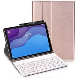 Toetsenbordhoes voor Lenovo Tab M10 HD (2nd Gen) 10.1 - (QWERTY-Indeling) Ultradunne Flip met Verwijderbare Draadloze Toetsenbordstandaard Case voor Lenovo Tab M10 HD (2nd Gen) 10.1 TB-X306F/X306X, Rose Goud
