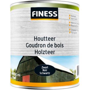 Finess Houtteer | Zwart | 750 ML | Snel Drogend | Weerbestendig | Beits