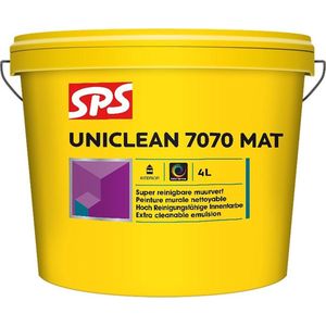 Sps Uniclean 7070 Mat | 4L | Wit | Matte Muurverf | Schrobklasse 1 | Goed Reinigbaar | Klusverf