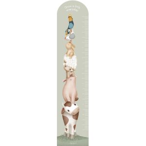 Little Dutch groeimeter muursticker op vliesbehang Little Farm 142cmx27.5cm