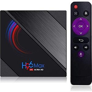 Android 10.0 TV Box, H96 Max H616 2021 Upgraded BT 4.2 RAM 4 GB DDR3 64 GB ROM Quad-Core-ondersteuning 4K Ultra HD / H.265 / Dual WiFi 2.4G + 5G / HDMI / 3D 100M Ethernet-familie video Playbox