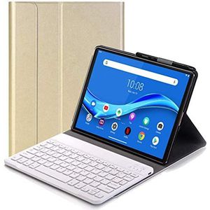 RLTech Toetsenbordhoes voor Lenovo Tab M10 FHD Plus - (QWERTY-Indeling) Ultradunne Flip met Verwijderbare Draadloze Toetsenbordstandaard Case voor Lenovo Tab M10 FHD Plus TB-X606F 10.3 Inch, Goud