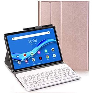RLTech Toetsenbordhoes voor Lenovo Tab M10 FHD Plus - (QWERTY-Indeling) Ultradunne Flip met Verwijderbare Draadloze Toetsenbordstandaard Case voor Lenovo Tab M10 FHD Plus TB-X606F 10.3 Inch, Rose Goud