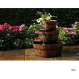 <p>Deze Ubbink watervalfontein is een perfecte toevoeging aan je tuin, balkon of terras. Met zijn sprankelende waterstroom uit de tuiten van de drie gestapelde vaten, voegt deze fontein zeker een overvloedige rustieke flair toe aan je buitenruimte.</p>
<p>Deze tuinfontein is gemaakt van kwaliteitshout en kunststof, waardoor hij zeer duurzaam is en jarenlang meegaat. De levering bevat een houten fontein en een waterpomp, zodat je direct aan de slag kunt.</p>
<ul>
  <li>Materiaal: hout en kunststof</li>
  <li>Diameter vat: 32 / 46 / 64 cm</li>
  <li>Totale hoogte: 72 cm</li>
  <li>Capaciteit pomp: 600 L/u</li>
</ul>
<p>Met deze Ubbink watervalfontein creëer je een ontspannen sfeer in je buitenruimte. Geniet van het rustgevende geluid van stromend water en voeg een vleugje natuurlijke schoonheid toe aan je omgeving.</p>