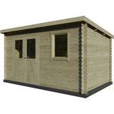 Outdoor Life Products | Tuinhuis Amira 380 x 230 | Geïmpregneerd | Olijfgroen