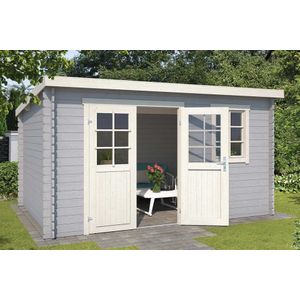 Outdoor Life Products | Tuinhuis Amira 380 x 230 | Gecoat | Platinum Grey-Wit