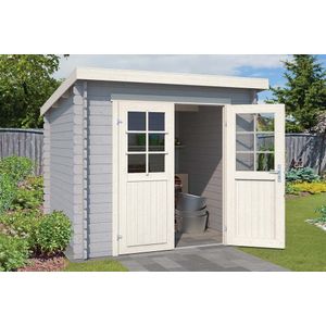 Outdoor Life Products | Tuinhuis Indi 230 x 230 | Gecoat | Platinum Grey-Wit