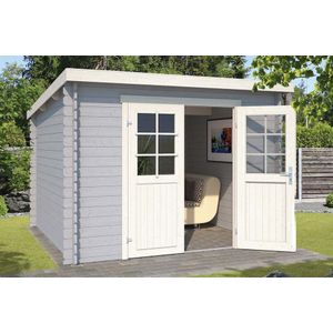 Outdoor Life Products | Tuinhuis Nadia 275 x 275 | Gecoat | Platinum Grey-Wit