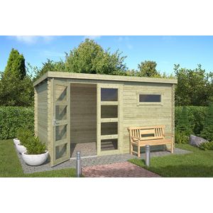 Outdoor Life Products | Tuinhuis Timian 380 x 230 | Geïmpregneerd | Olijfgroen