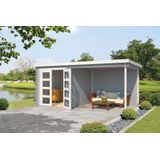 Outdoor Life Products | Tuinhuis met Overkapping Helena 472 x 230 | Gecoat | Platinum Grey-Wit