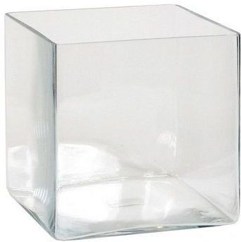Lage Vaas/Accubak Transparant Glas Vierkant 20 cm