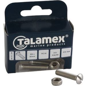 Talamex RVS Bout Lenskop met zaagsnede  M4 X 50 / 5 stuks