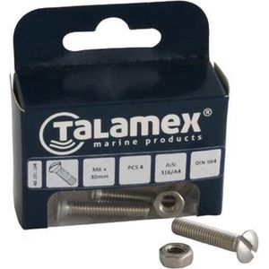 Talamex RVS Bout Lenskop met zaagsnede  M4 x 60 / 5 stuks