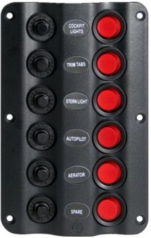 Talamex - Wave - Schakelpaneel - Zwart - 6 Schakelingen