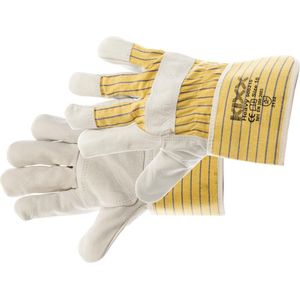 KIXX handschoen rundnappa/katoen maat 10 lichtgrijs/geel