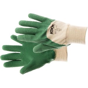 KIXX handschoenen katoen/latex, wit/groen 10