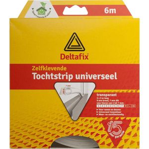 Tochtstrip - tochtwering - transparant - zelfklevend - universeel - 6 m x 9 mm x 7 mm