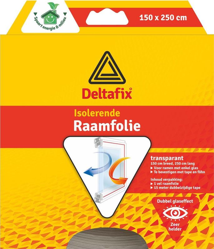 Deltafix Raam isolatiefolie - transparant - 150 x 250 cm - incl. bevestigingstape - energiebesparend
