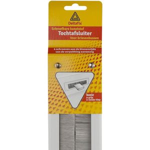 Deltafix Brievenbusborstel - grijs - kunststof - 34 x 8,3 cm - tochtafsluiter - energiebesparend