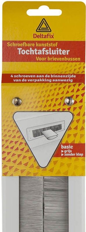 Deltafix Brievenbusborstel - grijs - kunststof - 34 x 8,3 cm - tochtafsluiter - energiebesparend