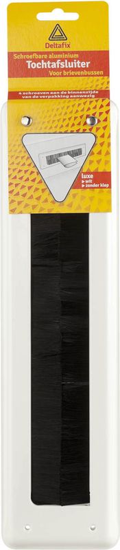 Deltafix Brievenbusborstel - wit - aluminium - 34 x 9 cm - tochtafsluiter - energiebesparend