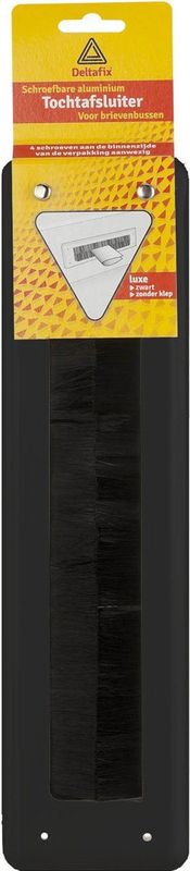 Deltafix Brievenbusborstel - zwart - aluminium - 34 x 8,3 cm - tochtafsluiter - energiebesparend