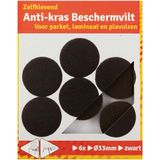 Deltafix Anti-krasvilt - 6x - zwart - 33 mm - rond - zelfklevend - meubel beschermvilt