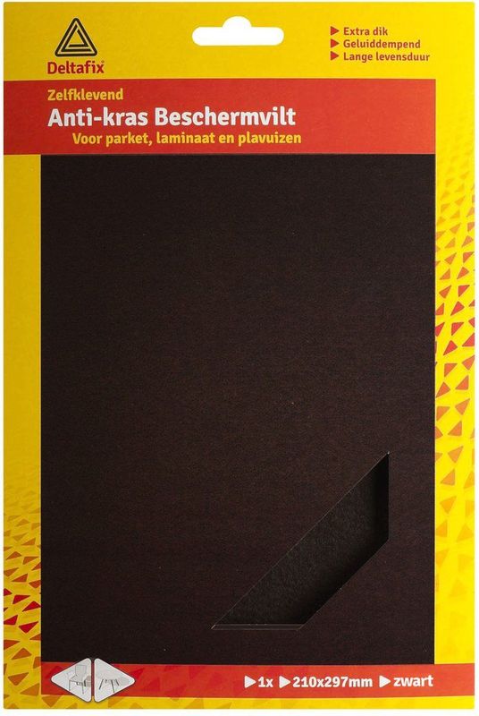 Deltafix Anti-krasvilt - 1x A4 knipvel - zwart - 210 x 297 mm - rechthoek - zelfklevend - beschermvilt