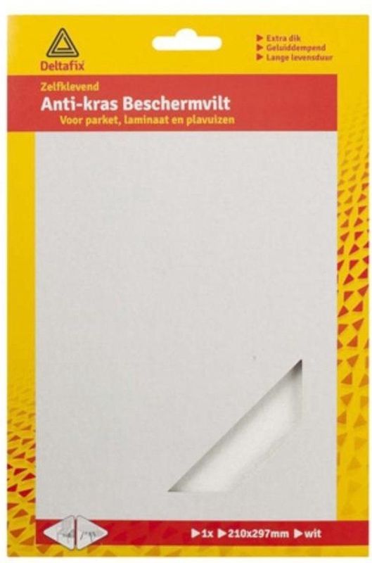 Deltafix Anti-krasvilt - 1x A4 knipvel - wit - 210 x 297 mm - rechthoek - zelfklevend - beschermvilt