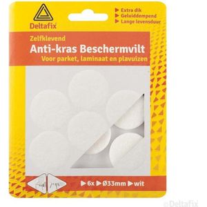 Deltafix Anti-krasvilt - 6x - wit - 33 mm - rond - zelfklevend - meubel beschermvilt