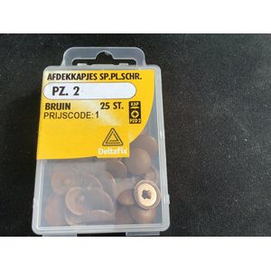 Afdekkap voor schroeven bruin. 25 stuks. Kruiskop pzd-2. DeltafiX.