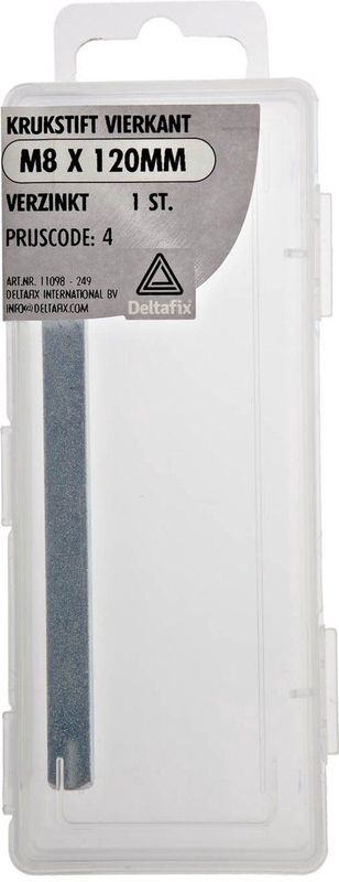 Deltafix.KRUKSTIFT VIERKANT M8 120MM  VERZINKT 1 Stuks.deur kruk.
