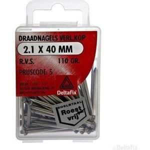 Deltafix.  DRAADNAGELS Verloren KOP 2.1 x 40 MM  R.V.S. 110 gram spijkers.