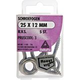 Deltafix Schroefogen - 5x - verzinkt metaal - 25 x 12 mm - ijzerwaren bevestigsmaterialen