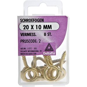 Deltafix Schroefogen - 8x - verzinkt metaal - 20 x 10 mm - ijzerwaren bevestigsmaterialen