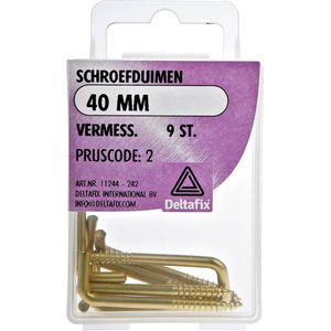 Deltafix Schroefduimen - 9x - Vermessingd Metaal - 40 Mm - Ijzerwaren Bevestigsmaterialen