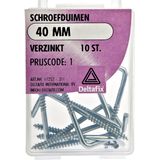 Deltafix Schroefduimen - 10x - Verzinkt Metaal - 40 Mm - Ijzerwaren Bevestigsmaterialen