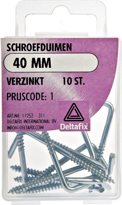 Deltafix Schroefduimen - 10x - Verzinkt Metaal - 40 Mm - Ijzerwaren Bevestigsmaterialen