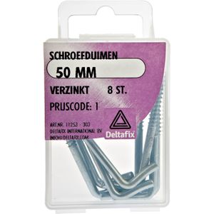 Deltafix Schroefduimen - 8x - verzinkt metaal - 50 mm - ijzerwaren - Schroefduimen