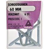 Deltafix Schroefduimen - 6x - verzinkt metaal - 60 mm - ijzerwaren bevestigsmaterialen